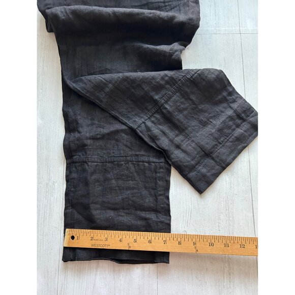 Luna Luz Women's Large Black Linen Blend Wide-Leg Pants With Elastic Waistband - Picture 11 of 13